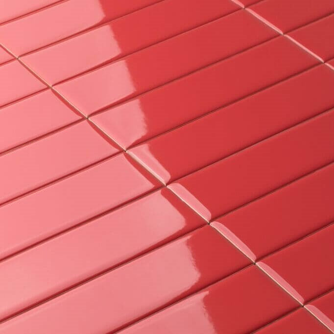 Glossy Ceramic 3 x 10 Subway Wall Tile in Vintage Red