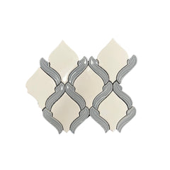 Glossy White and Noir Gray Glass Ribbon Mosaic Wall Tile