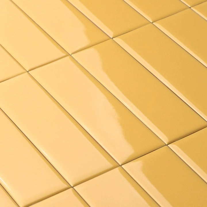Glossy Ceramic 3 x 10 Subway Wall Tile in Golden Yellow