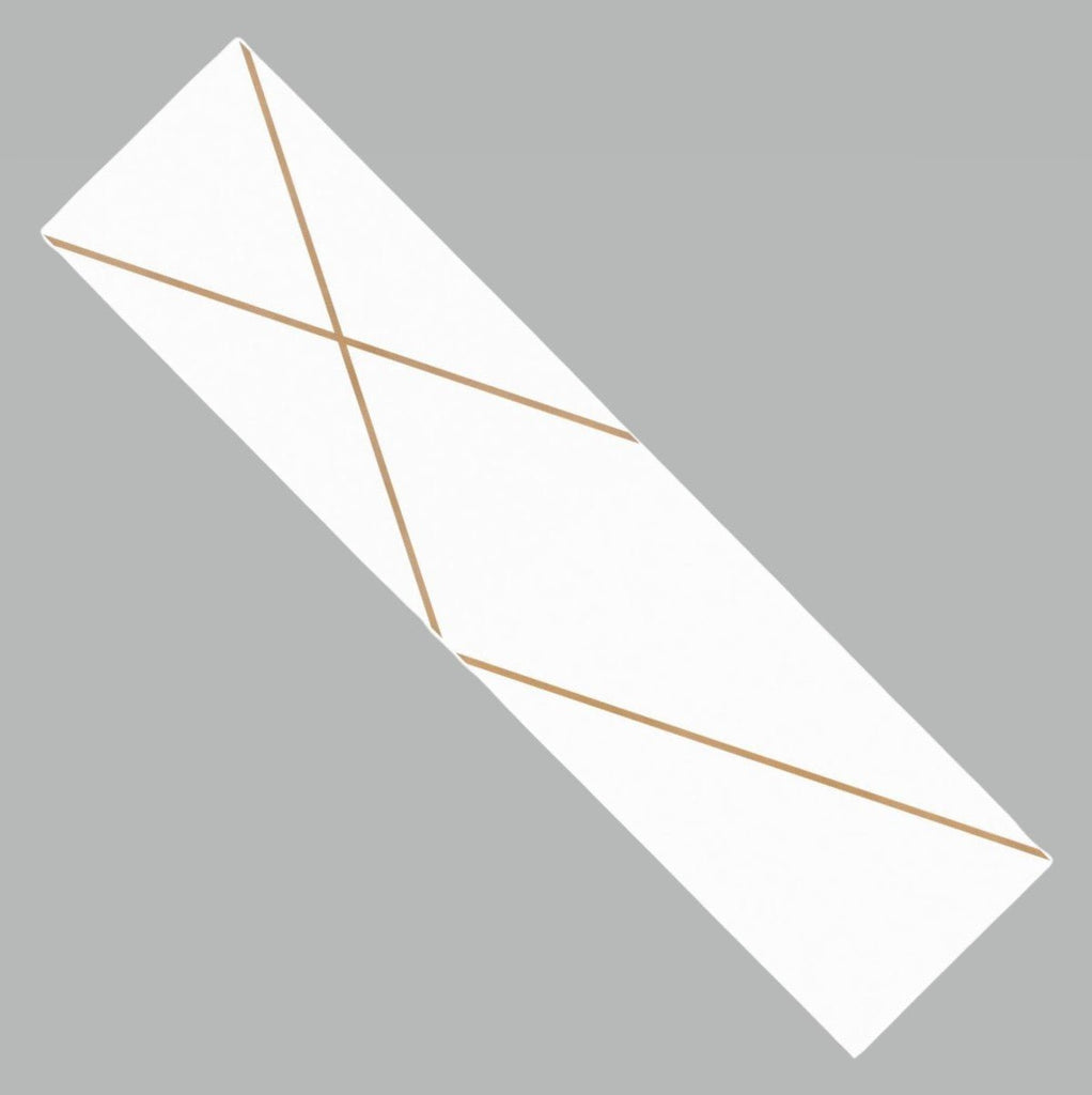 Gold Line 4 x 16 White Patterned Ceramic Subway Wall Tile - TileBuys