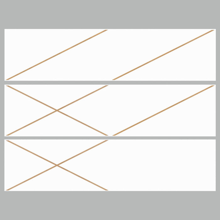 Gold Line 4 x 16 White Patterned Ceramic Subway Wall Tile - TileBuys