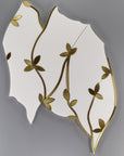 Golden Wild Flowers Waterjet Mosaic Tile in White Thassos Marble & Brass | TileBuys