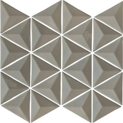 Glossy Gray Glass 3D Triangle Mosaic Tile