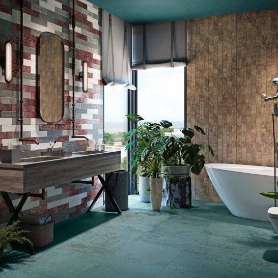 Green Distressed Metal Look Porcelain 24x24 Wall and Floor Tile