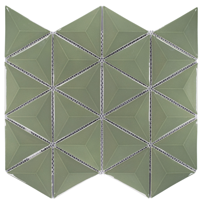 3D Triangle Mosaic Tile in Green