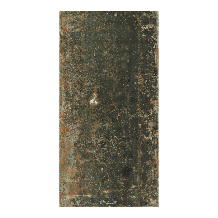Grunge Pattern Metal Look 18x36" Porcelain Tile in Rust Black - TileBuys