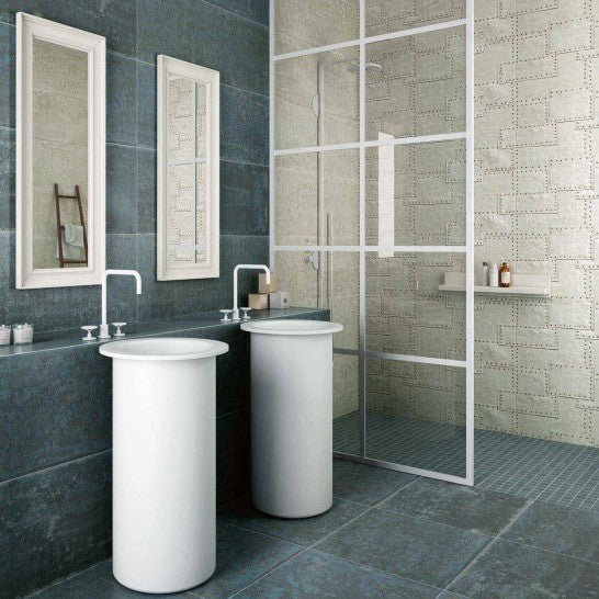 Grunge White Metal Look 18x47" Ceramic Wall Tile - TileBuys