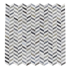 Bardiglio Gray & Carrara Venato Marble Mini Chevron Waterjet Mosaic Tile