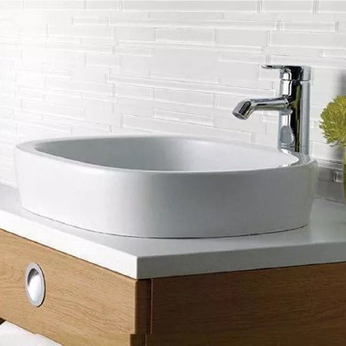 Ice White Block Glass Strip Mosaic Tile - TileBuys