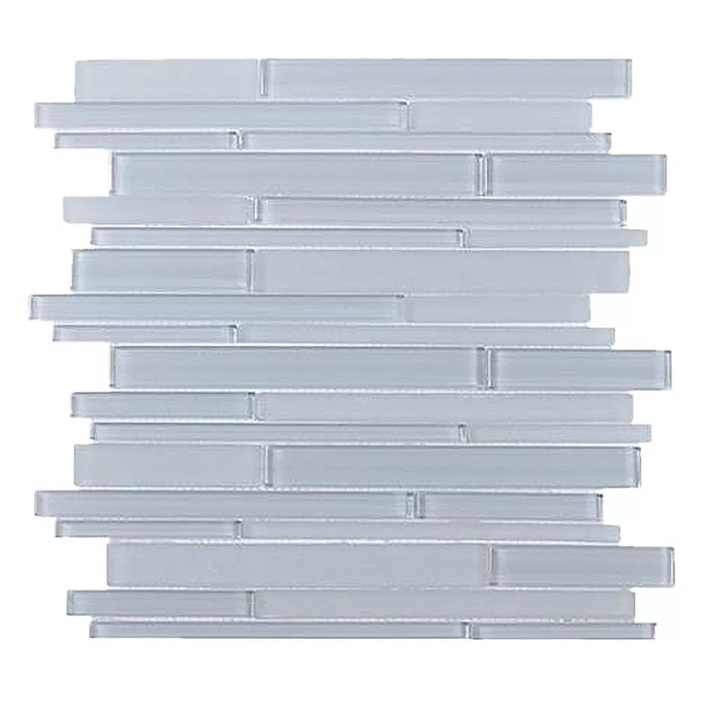 Ice White Block Glass Strip Mosaic Tile - TileBuys