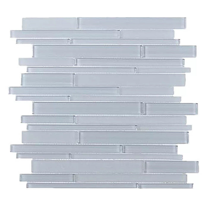 Ice White Block Glass Strip Mosaic Tile - TileBuys