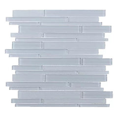 Ice White Block Glass Strip Mosaic Tile - TileBuys