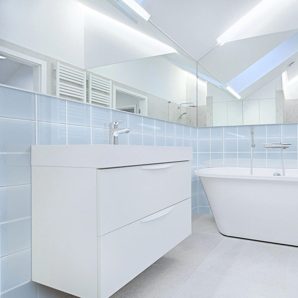 White Glass Mosaic Tile with Raised Circles Pattern