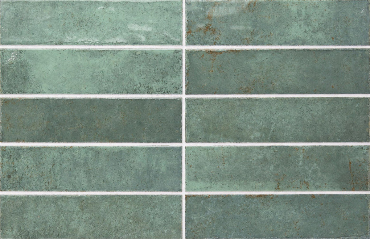 Jade Green Glossy Ceramic 2x8 Subway Wall Tile - TileBuys