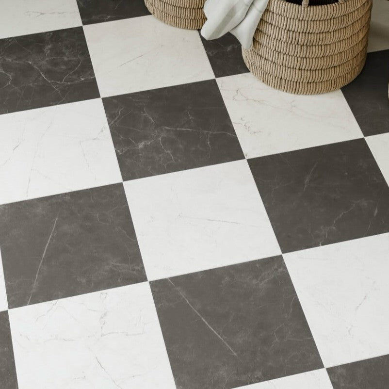 Keystone Onyx and White 12x12 Tiles in Checkerboard Layout