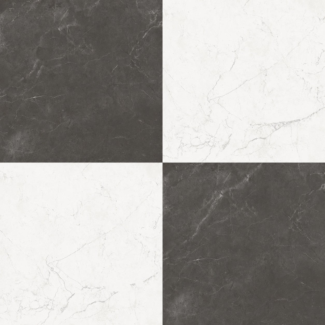 Keystone Onyx Black and White 12x12 TIles in Checkerboard Layout