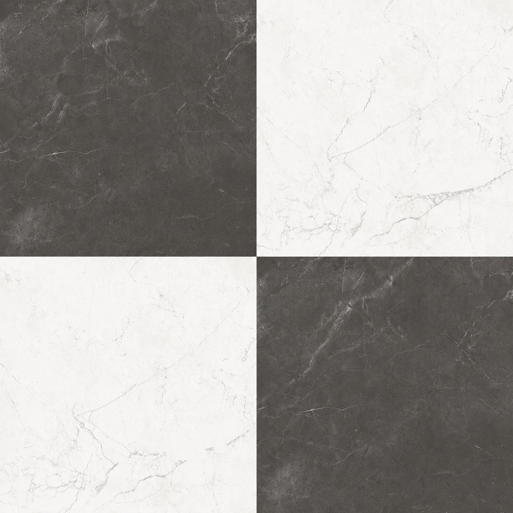 Keystone Black and White 12x12 Tiles in Checkerboard Layout