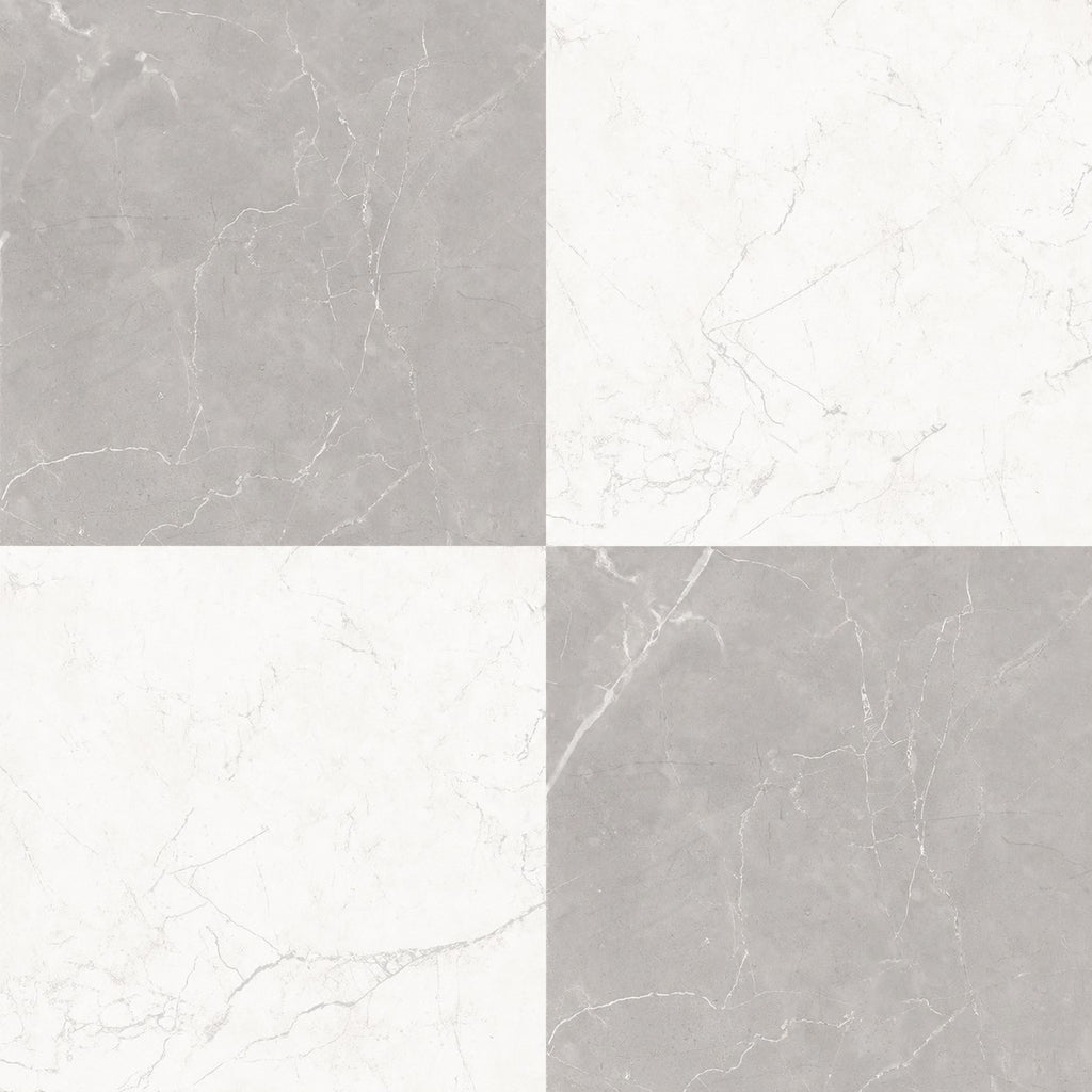 Keystone Gray and White 12x12 Tiles in Checkerboard Layout