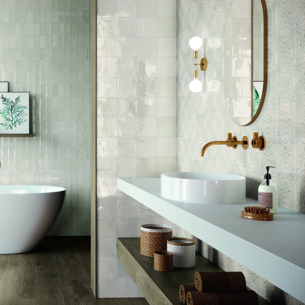 Glossy Light Gray Ceramic 5 x 5 Tile