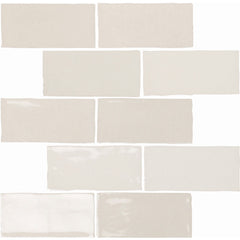 Glossy Light Gray Ceramic 2.5x5" Subway Mosaic Tile Backsplash