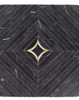 Luxe Nero Black Marble with Brass Inlay Waterjet Mosaic Tile - TileBuys