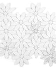 Luxe Tuscant Flower Marble Waterjet Mosaic Tile - Carrara White | TileBuys