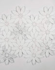 Luxe Tuscant Flower Marble Waterjet Mosaic Tile - Carrara White | TileBuys