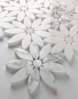 Luxe Tuscant Flower Marble Waterjet Mosaic Tile - Carrara White | TileBuys