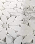 Luxe Tuscant Flower Marble Waterjet Mosaic Tile - Carrara White | TileBuys