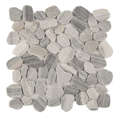 Salt & Pepper Marble - Flat Pebble Pattern Mosaic Tiles for Bathroom Floors
