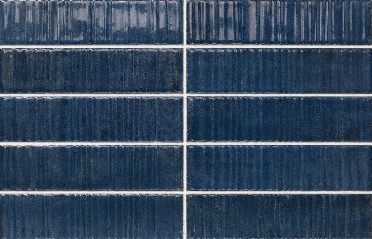 Marine Blue Textured 2x8 Ceramic Subway Tiles