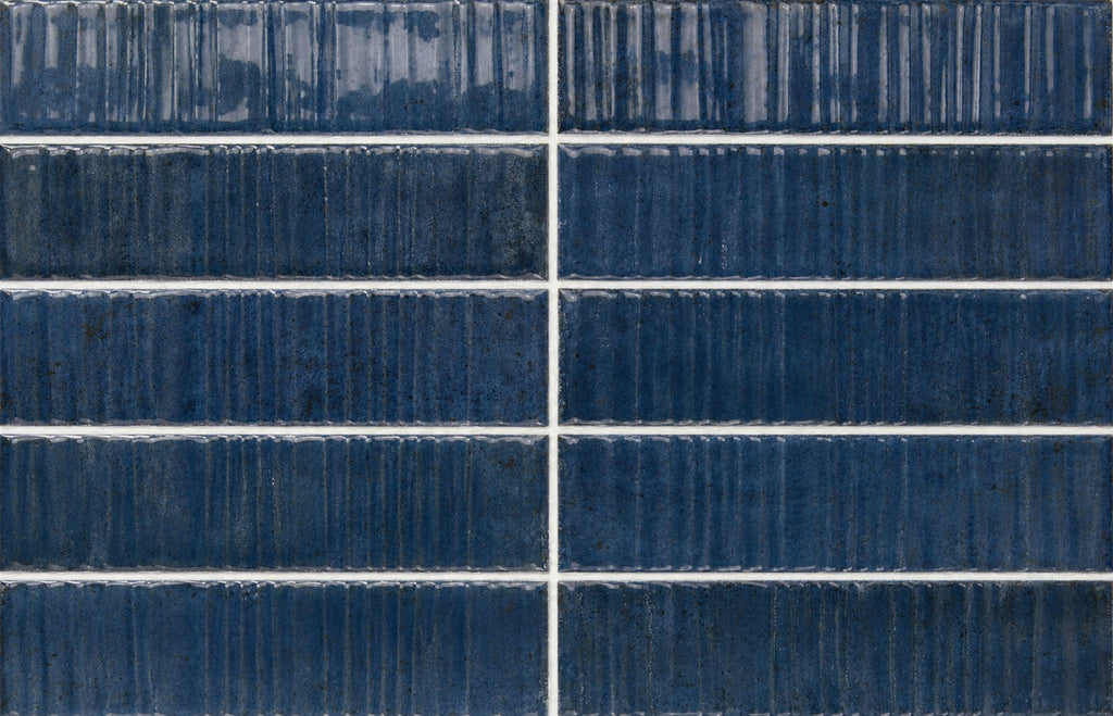 Marine Blue Textured 2x8 Ceramic Subway Tiles