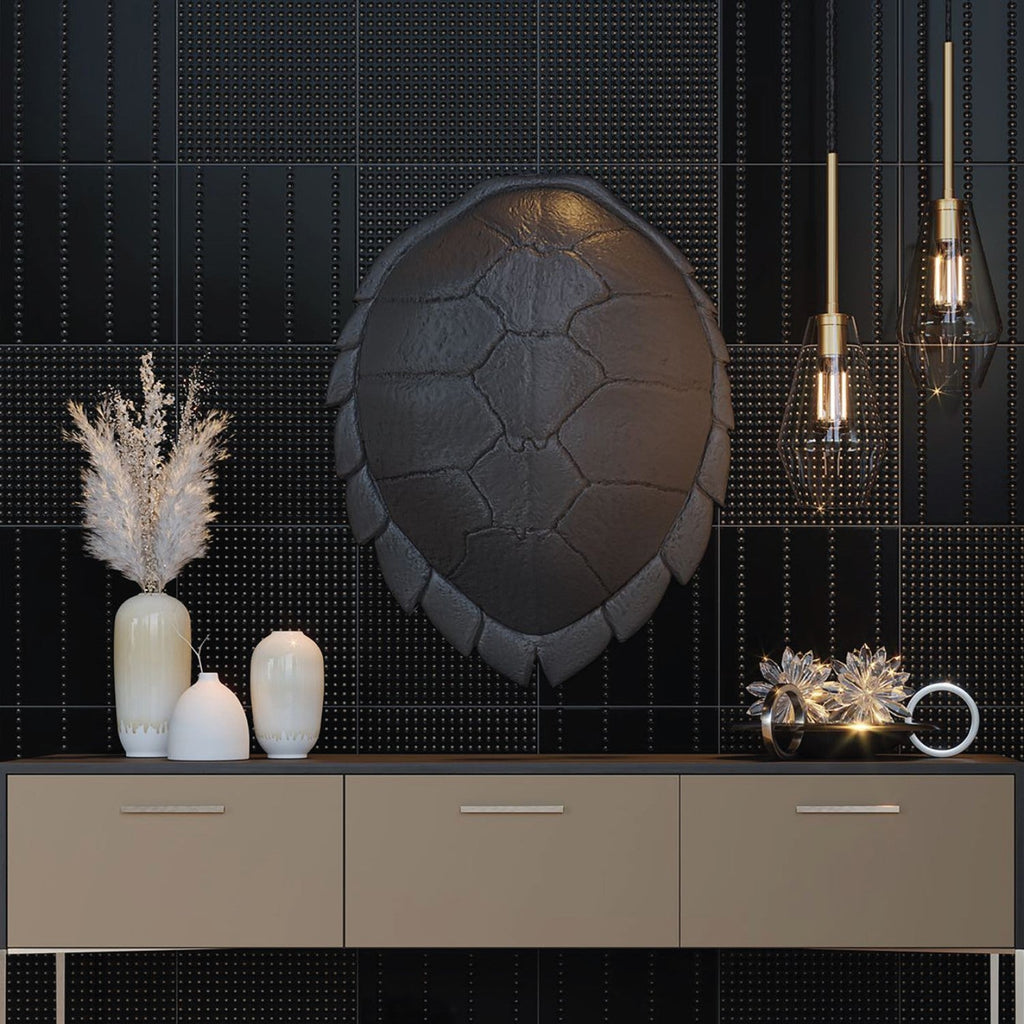 Matte Black 12 x 12 Wall Tile with Gold Dots in Grid Pattern - TileBuys