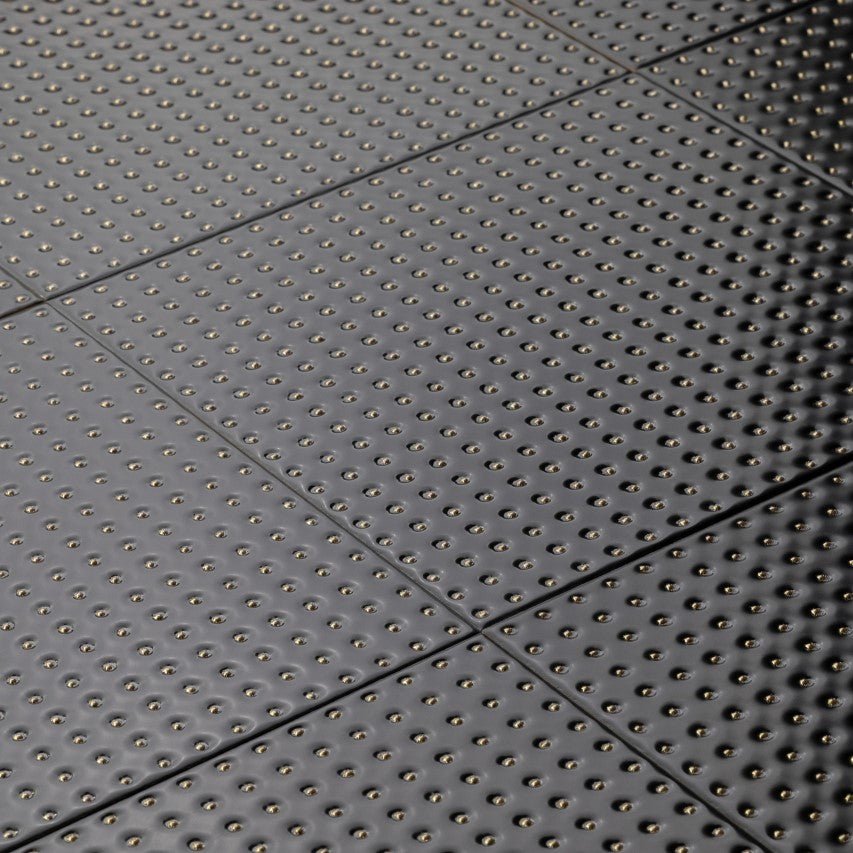 Matte Black 12 x 12 Wall Tile with Gold Dots in Grid Pattern - TileBuys