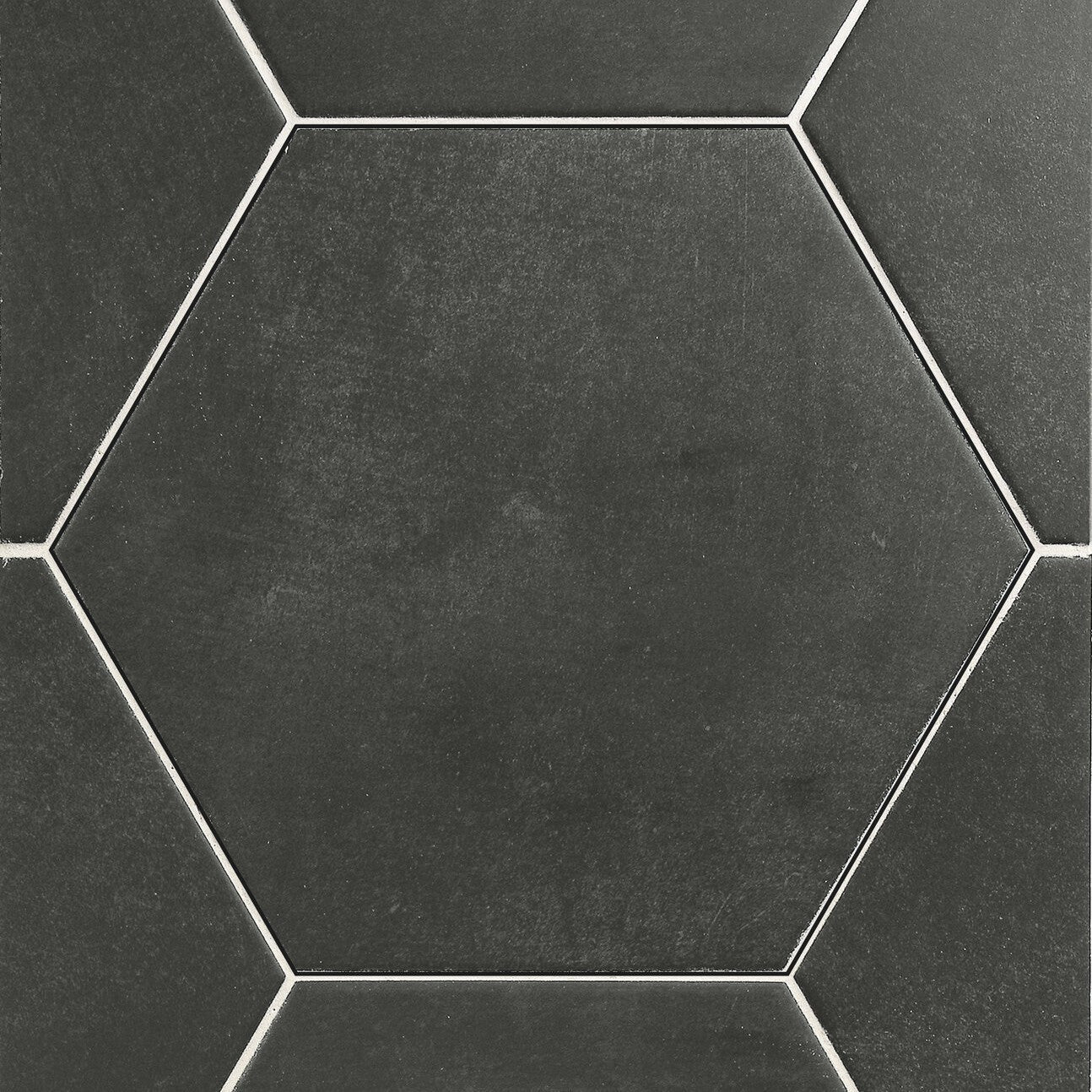 Matte Black 9x10" Hexagon Porcelain Tiles for Walls and Floor