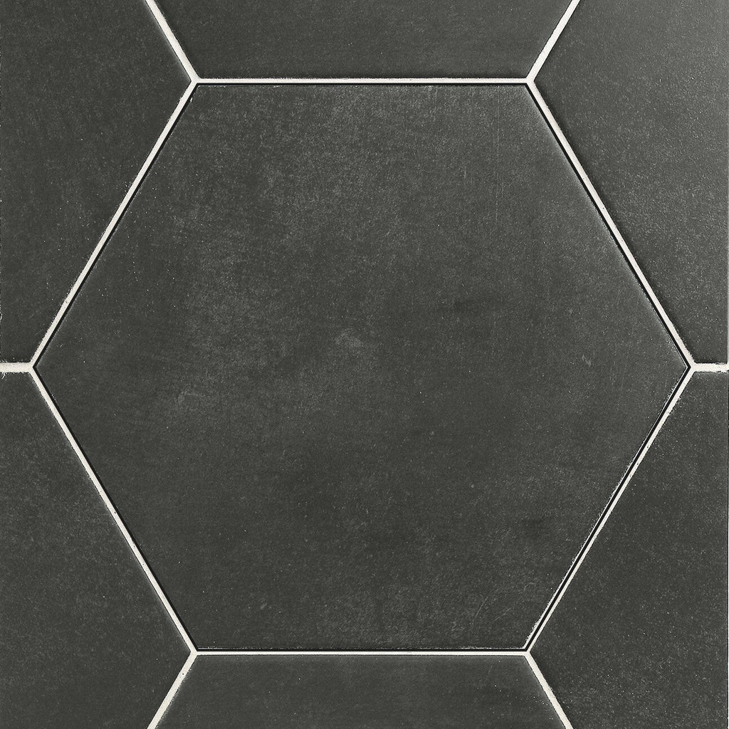 Matte Black 9x10" Hexagon Porcelain Tiles for Walls and Floor