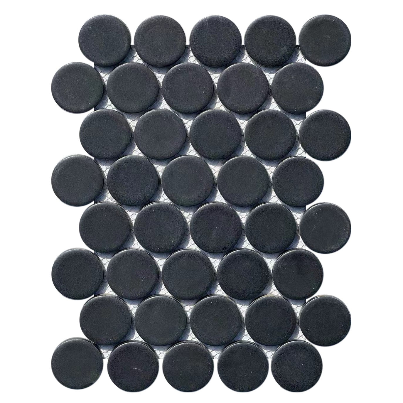 Matte Black Ceramic 2" Penny Rounds Tile - TileBuys
