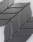 Matte Black Ceramic Leaf Mosaic Tile - TileBuys