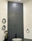 Black Leaf Tile Backsplash