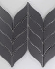 Matte Black Ceramic Leaf Mosaic Tile