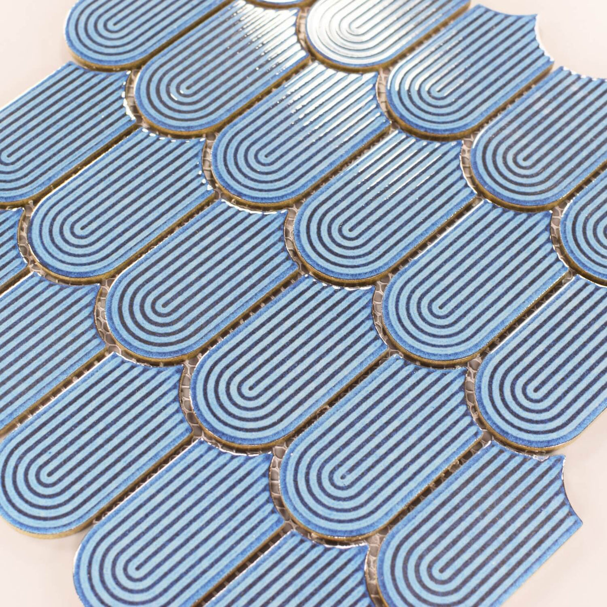Matte Blue Fishscale Mosaic Tile