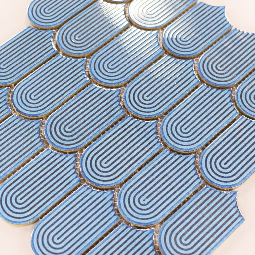 Matte Blue Fishscale Mosaic Tile