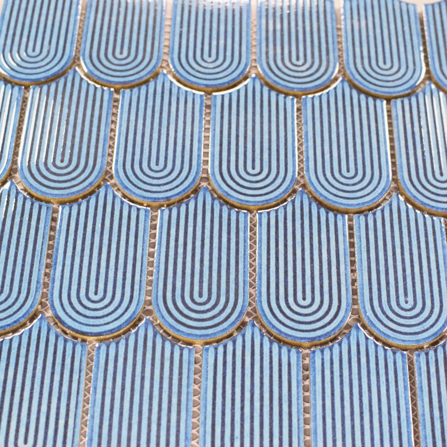 Matte Blue Fishscale Mosaic Tile