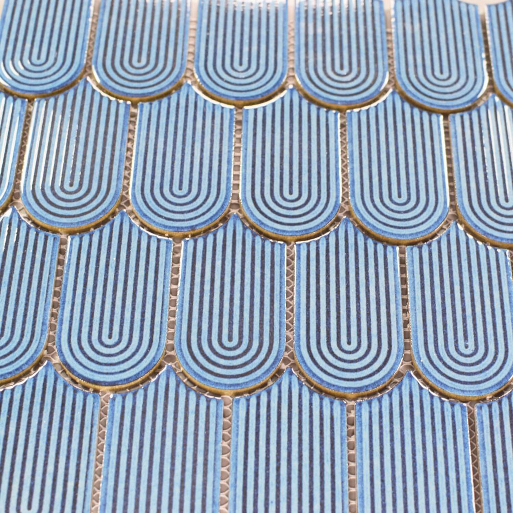 Matte Blue Fishscale Mosaic Tile