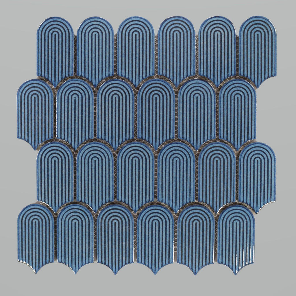 Blue Fish Scale Mosaic Tile