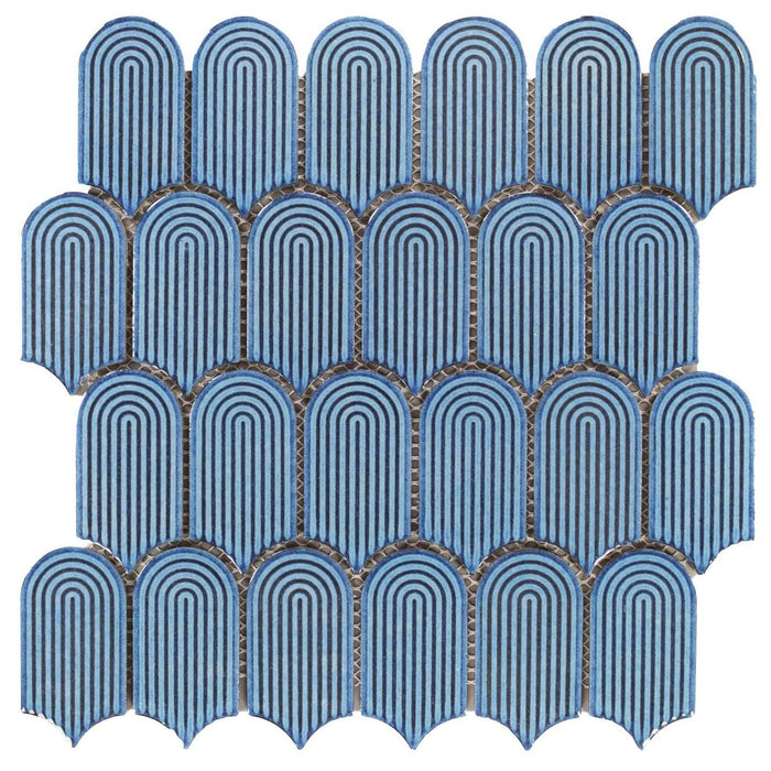 Matte Blue Fishscale Mosaic Tile