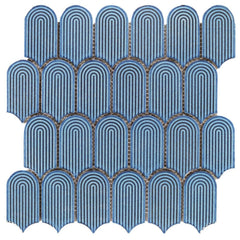 Matte Blue Fishscale Mosaic Tile