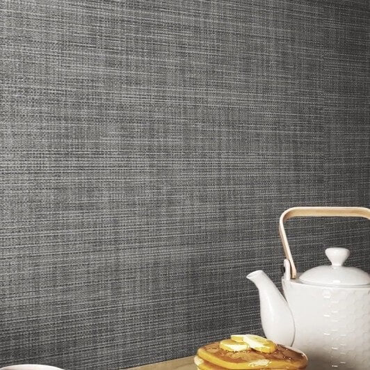 Closeup of Charcoal Grey Fabric Look Porcelain 12x24 Tiled Wall