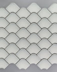 Matte glass mini fan mosaic tile in cotton white 