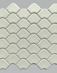 Matte glass mini fan mosaic tile in alabaster white